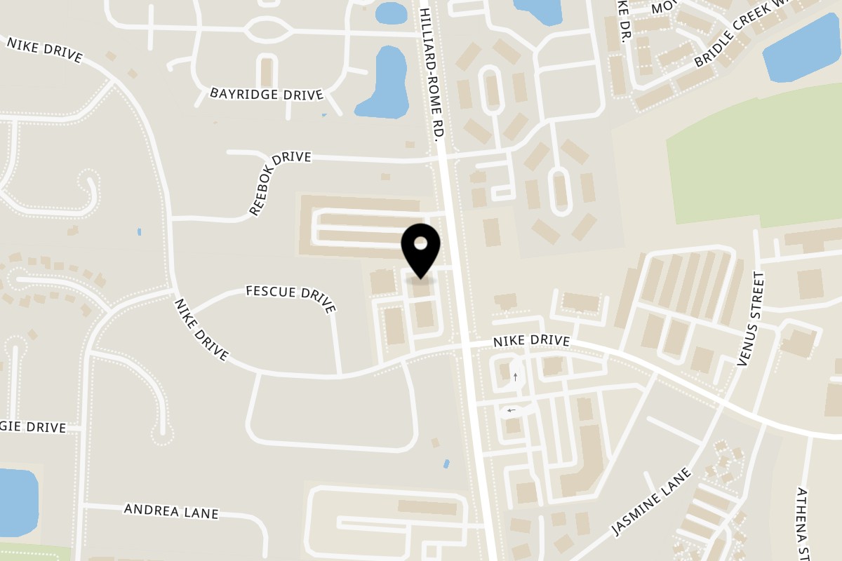 Map showing the location of Roadhouse Wings & Grille on 2177 Hilliard Rome Rd in Hilliard